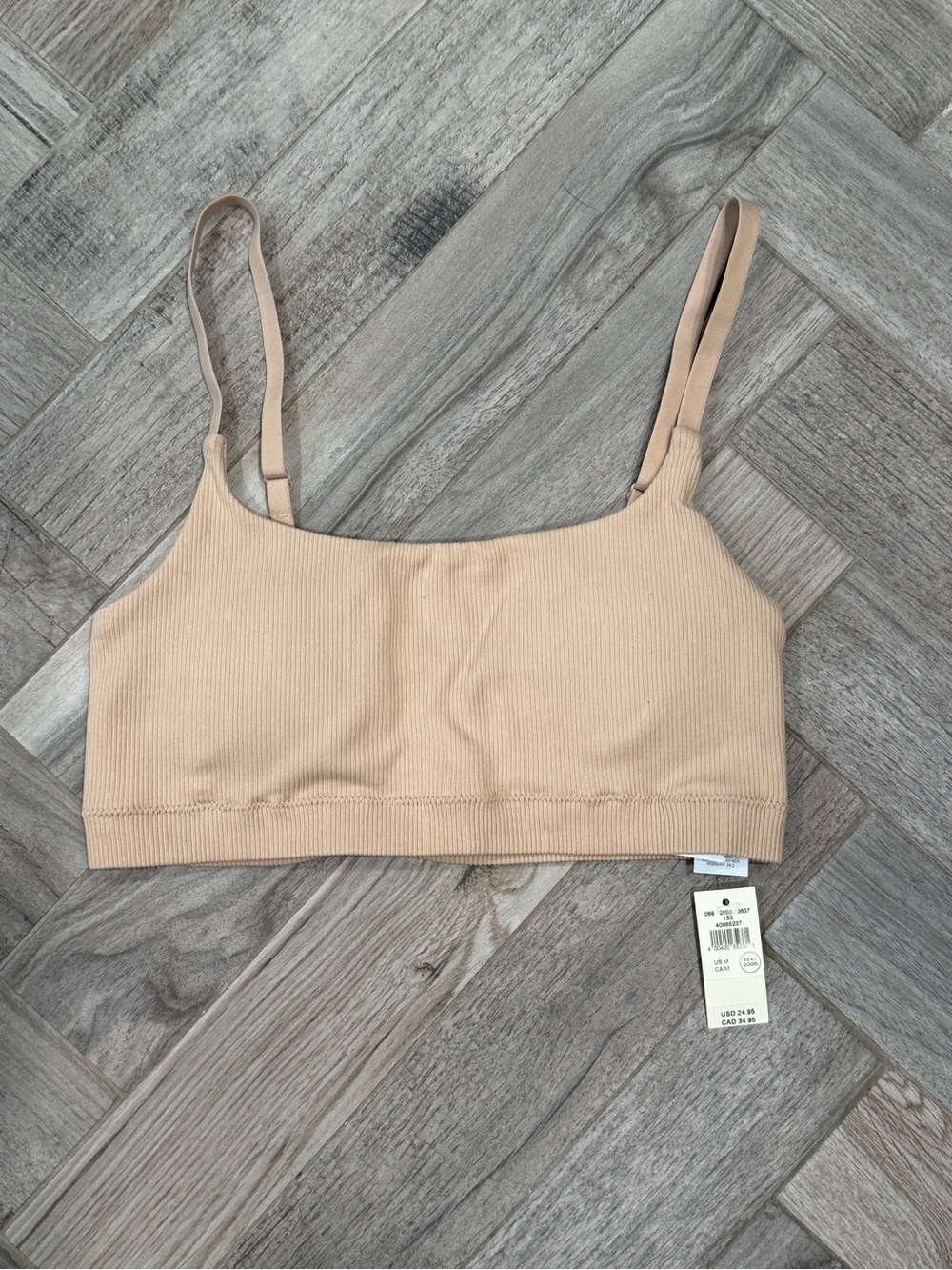 aerie Ribbed Bralette - Beige